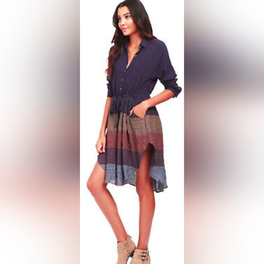 Free People Asymmetrical Blue and Purple Sundress